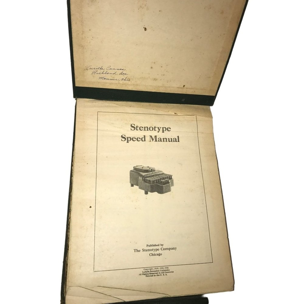 Stenotype Speed Manual 1936 - Vintage typing textbook